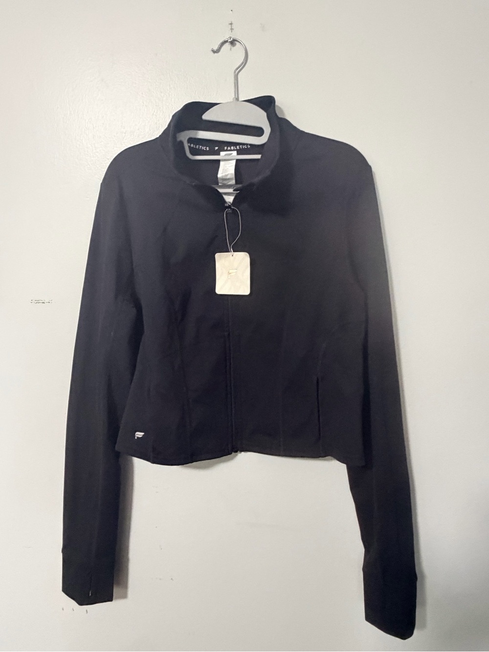Fabletics Perfect Storm Cropped Train Jacket NWT Black